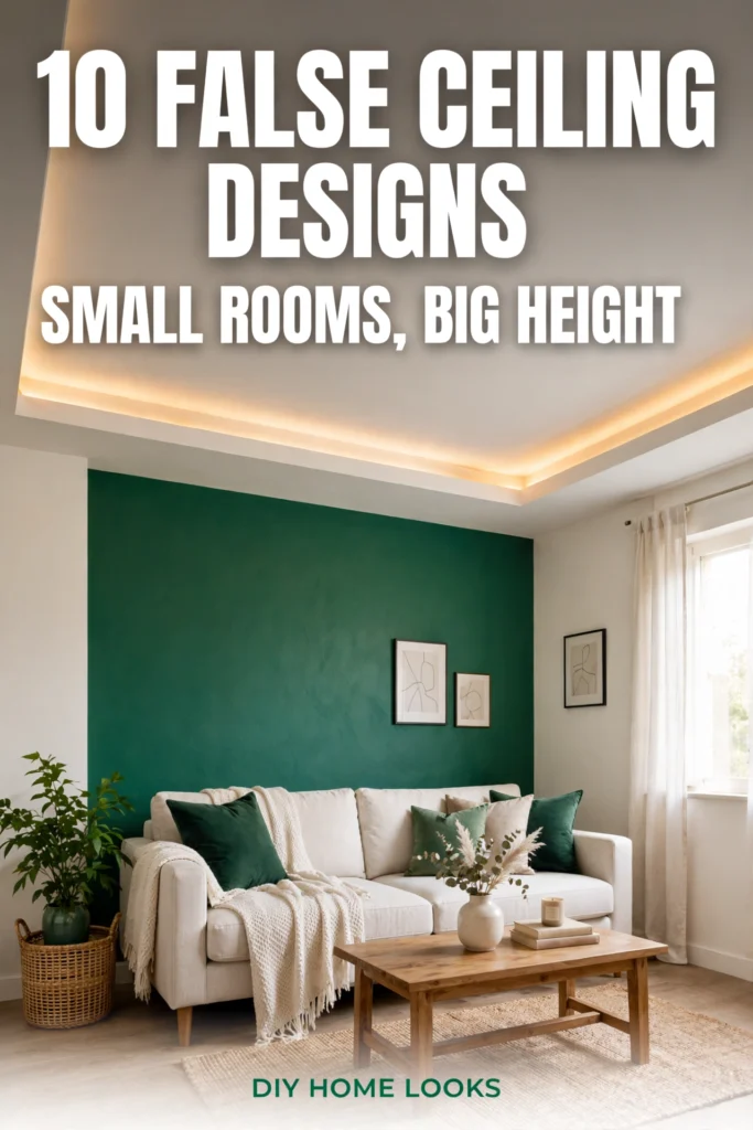 10 false ceiling designs for small rooms, small rooms big height, DIY Home Looks Pinterest pin