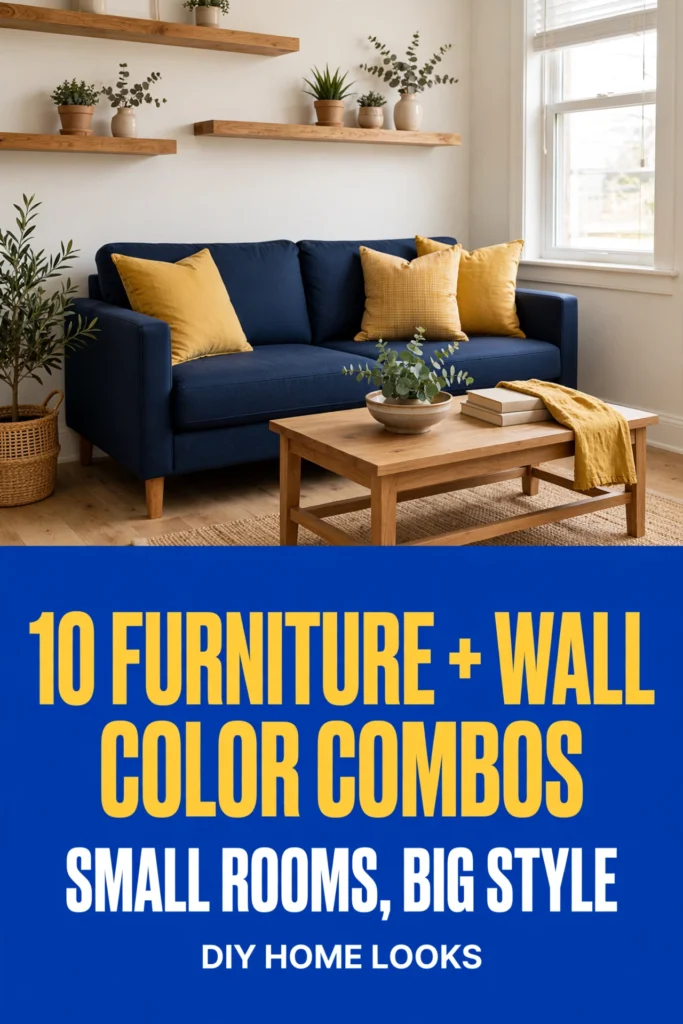 Furniture and wall color combinations: 10 pairings for small rooms, DIY Home Looks Pinterest pin