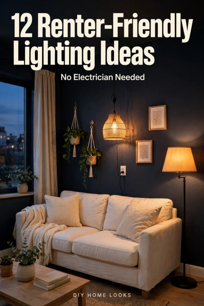 12 Renter-Friendly Lighting Ideas — No Electrician Needed — DIY Home Looks Pinterest pin